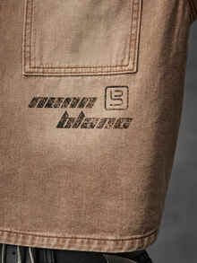 NEON BLANC Men's Single-Breasted Letter Print Casual Daily Denim Shirt - Khaki - View 5