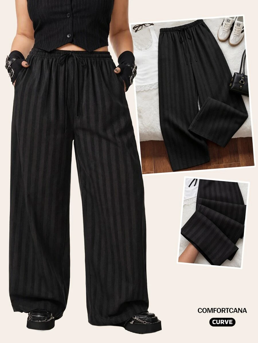 Comfortcana Plus Drawstring Waist Pants Fall - Black - View 1