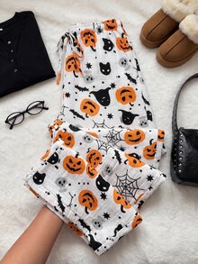 Comfortcana 大尺碼女款全印花休閒百搭日常穿著長褲 - 白色 - 查看 11