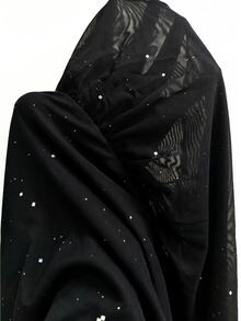 SHEIN Glamour 性感風黑色亮片掛脖女款洋裝，深V領、百褶腰、不對稱下擺、荷葉邊網紗迷你裙，優雅修身，適合夜店約會 - 黑色 - 查看 6