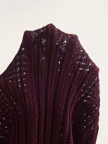 Willow Rêve Women's Ribbed Knit Cardigan And Fitted Cami Dress 2 Pieces Set With Button Front, Elegant Romantic Fall Office High Tea Everyday Date Brunch Burgundy - Burgundy - View 9