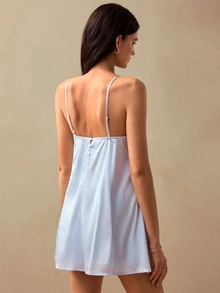 Willow Rêve Women's Blue And White Lace Patchwork Spaghetti Strap Long Top, Romantic Vacation Style, Valentine's Day, Sexy Night Out Brunch Date Summer Camisole - Baby Blue - View 3