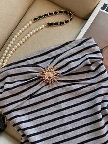 Franclia Women's Summer Casual Striped Metal Decor Tube Top - Grey - View 5