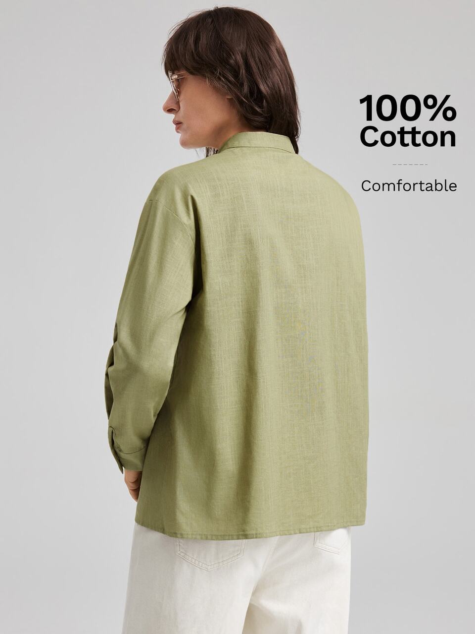Women's Army Green Comfortable Long Sleeve Shirt, Chinese Style Frog Button, All-Season Versatile, Modern Urban Fashion, Business Casual, Office Wear, Premium Commuter Airport Outfit, Unisex Series, Women's Shirt