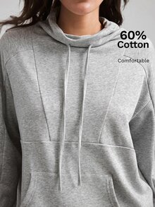 Ontre Women's Light Grey Stand Collar Sweatshirt With Split Line Design, All-Season Modern Urban Fashion Casual Athleisure Street Style Gym Travel Autumn - Grey - View 5