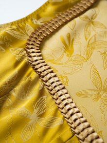 Fairmaia New Jacquard Collar Webbing Design Mixed Material Patchwork Beer Festival Dress - Yellow - View 7