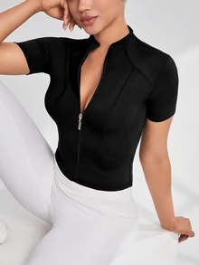 Velisys Velisys 女士修身高领短袖外套，性感运动服，适合跑步、健身、户外活动 - 彩色 - 查看 3