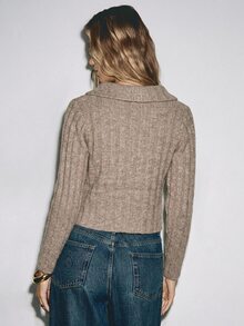 ATUI Studio Women's Solid Color Casual Versatile Daily Wear Long Sleeve Sweater - Apricot - View 3