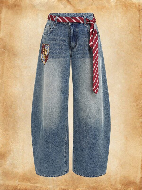 HARRY POTTER X SHEIN Women's Curved Leg Jeans With Belt
