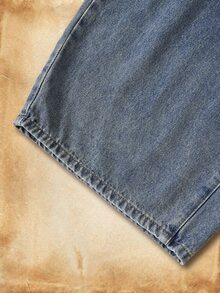 HARRY POTTER X SHEIN Women's Curved Leg Jeans With Belt - Blue - View 7