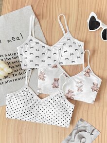 SHEIN 青少年女孩內衣與胸罩買1送2，3件組，簡約基本款V領加墊 - 白色 - 查看 7