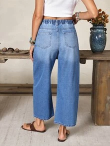 EMERY ROSE Women's Casual Versatile Daily Travel Denim Jeans With Pockets And Buttons - Blue - View 10