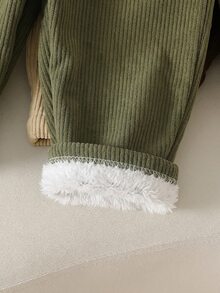 Vintaside Kids 3件組男嬰哈倫運動長褲 可愛橄欖綠與棕色 燈芯絨毛絨內裡 加厚戶外冬季慢跑工裝褲 舒適生日男孩 Bingo Smart - 彩色 - 查看 6