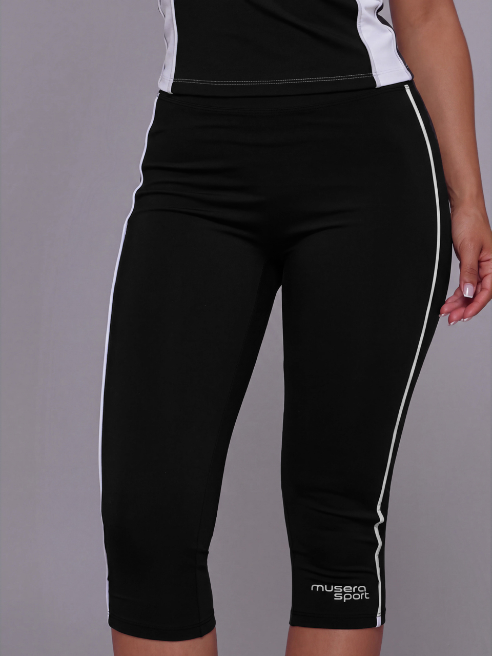 Fitted Striped Side Sport Logo Low Rise Fitted Capri Active Pant Bottoms Only Sports Active Cute Vintage Y2K Gym Pilates Running Daily Vintage Active