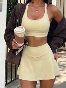 Dewbera Dewbera CourtClass Women's Supportive Sports Bra, Suitable For Exercise And Training - Light Yellow - View 3