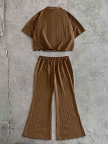 AXEPEAK Set Kemeja dan Celana Kasual Pria untuk Berpergian - Mocha Brown - View 2