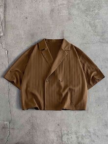 AXEPEAK Set Kemeja dan Celana Kasual Pria untuk Berpergian - Mocha Brown - View 5