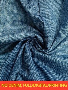 Elenzga Women's Plus Size Summer American Sweet & Spicy Style Denim Effect Washed Blue Denim Back Shirred Waist Design Bandeau Top + Denim Effect Shorts, Casual, Date, Shopping, Vacation Outfits - Blue - View 8