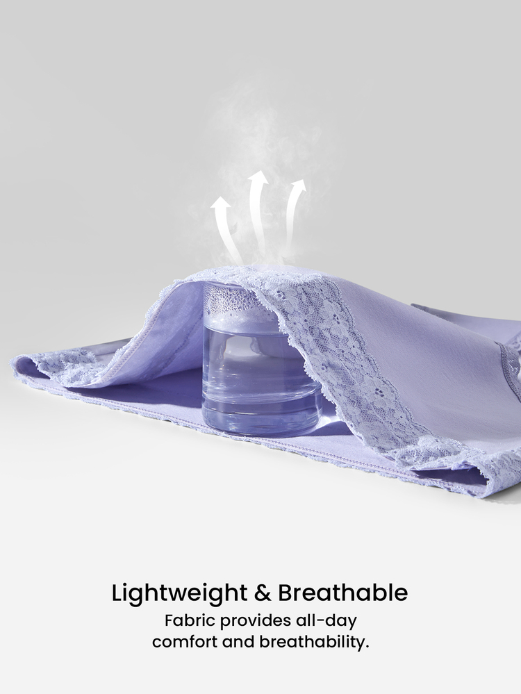LUVLETTE Plus 2-Pack High-Rise Lace Cotton Girly Women's Underwear Briefs Panty Set-Purple - Multicolor - View 8