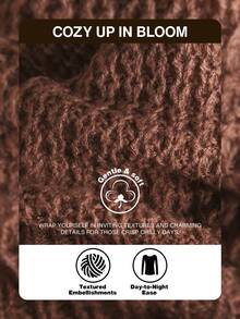 CosyJoli Plus Size Women's Round Neck Starfish Pattern Casual Soft Form 1960s 90s Daily Formal Homewear Knit Vest Business Office Dates Brown Autumn - Brown - View 8