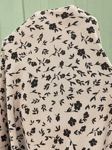 SHEIN 秋季孕婦花卉印花寬鬆長褲，小碎花可調腰寬腿褲，適合度假與商務休閒 - 杏色 - 查看 8