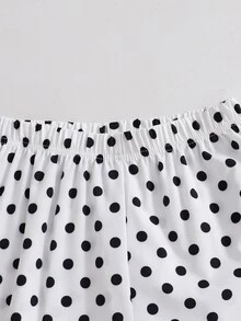 SHEIN 女童（大童）春夏秋冬休閒百搭日常運動街頭風蕾絲黑白對比鬆身長褲，可搭配運動鞋與任何T恤，適合日常穿著 - 白色 - 查看 4