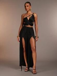 Hauture Women's Sexy Hanging Fringe Backless Asymmetric Sleeveless Top, Perfect For Summer Party, Holiday, Beach, Resort, Vacation, Dancing, Concerts - Black - View 5