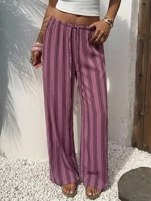 Aloruh 女款低腰休閒復古緞面百搭黑色梅納色長洋裝，適合度假假期夏季穿著 - 紫色 - 查看 2