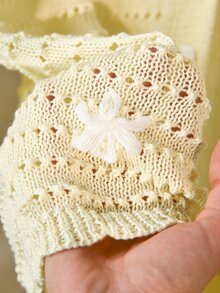 CosyJoli Cárdigan fino de otoño para mujer con cuello en V, calado, bordado floral, manga larga, estilo formal romántico de hada L'amoure, casual para citas, fiesta y noche de cita, blanco - Amarillo - Ver 9