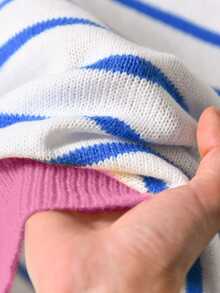CosyJoli Plus Size Elegant French Casual Striped Colorblock Minimalist Premium Versatile Knit Vest Top For Women, Spring/Summer Winter - Pink - View 7