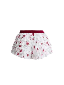 ROMWE Grunge Punk Y2K Hot Girl Leopard Print All-Over Multi-Layer Ruffle Hem Cake Style Low Waist Mini Shorts - Multicolor - View 2