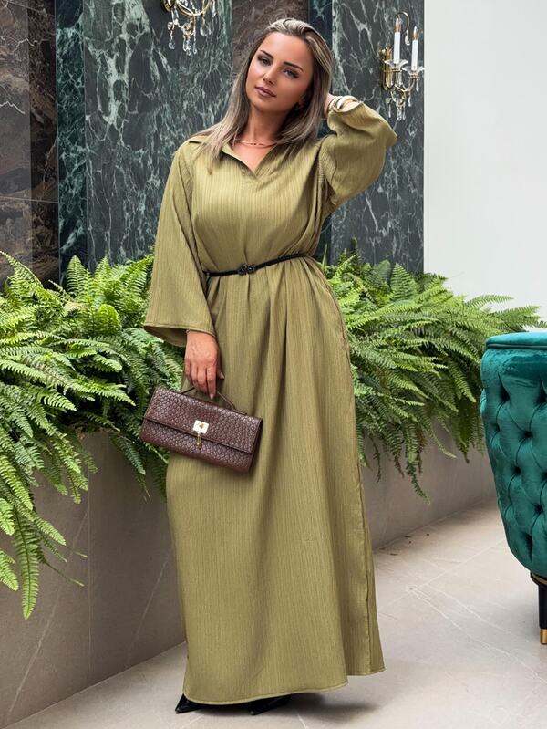 Jeta Ari Robe femme mode col V ample manches chauve-souris sans ceinture pour vacances, tenue maxi pour femme