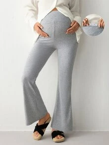 Modmama Maternity Fashion Adjustable Waist Flared Pants For Daily Wear Fall - Multicolor - View 11