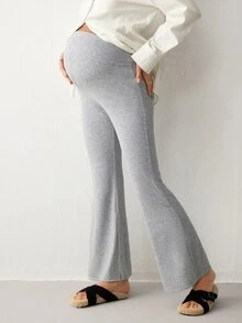 Modmama Maternity Fashion Adjustable Waist Flared Pants For Daily Wear Fall - Multicolor - View 5