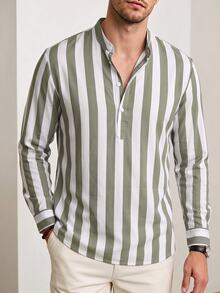 Manfinity Dauomo Men's Casual Long Sleeve Shirt - Army Green - View 3