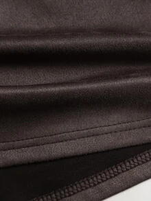 SHEIN EZwear 秋冬復古優雅深棕色麂皮面料新中式風格橫條紋設計短款A字修身女裙 派對外出穿搭 - 棕色 - 查看 5
