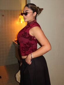 Maria Perezxox Elegant Lace Camisole Top For Women Casual - Burgundy - View 3