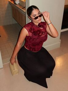 Maria Perezxox Elegant Lace Camisole Top For Women Casual - Burgundy - View 1