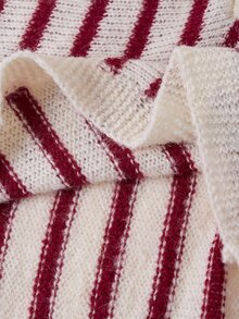 Solivie Women's Colorblock White And Burgundy Autumn Knit Top Casual Retro Vintage 70s Back-To-School Everyday Holiday Brunch - Red and White - View 8