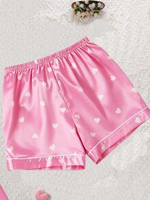 Girls' Fashion Cute Sheep Print Satin Fabric Short Sleeve Loose Casual Loungewear Shorts Set - Multicolor - View 4