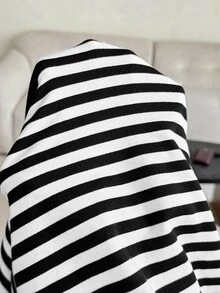SHEIN Maternity Striped Patchwork Color Block Nursing Function Casual Daily Long Sleeve Sweatshirt - Black and White - View 7