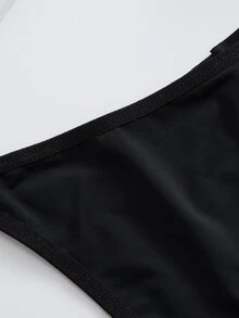 Wedaily 8pcs Multicolor Luxury Rhinestone Decorated Women's Comfortable Thong Panties - Black - View 8