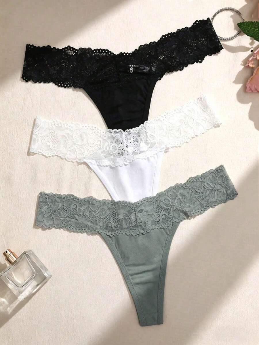 Snug Zone Set de 3 bragas de encaje sin costuras, de unicolor, elegantes y cómodas - Multicolor - Ver 1