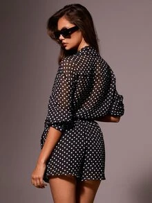 Athîral Women Two Pieces Outfits For Daily Wear Polka Dot - Black and White - View 5