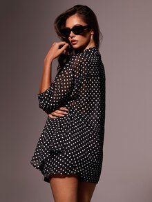 Athîral Women Two Pieces Outfits For Daily Wear Polka Dot - Black and White - View 4
