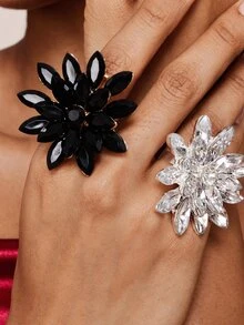 Valisandre 1pc Fashionable Luxury Minimalist Flower Open Ring, Daily/Party/Wedding Wear Valentines,Mom,Mother,Mother's Day,Gift - 2 - View 8