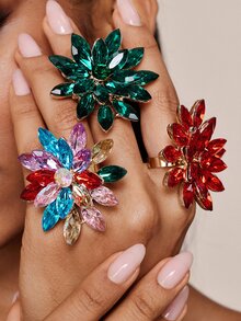 Valisandre 1pc Fashionable Luxury Minimalist Flower Open Ring, Daily/Party/Wedding Wear Valentines,Mom,Mother,Mother's Day,Gift - 2 - View 4