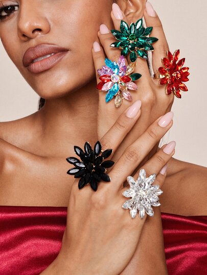 Valisandre 1pc Fashionable Luxury Minimalist Flower Open Ring, Daily/Party/Wedding Wear Valentines,Mom,Mother,Mother's Day,Gift