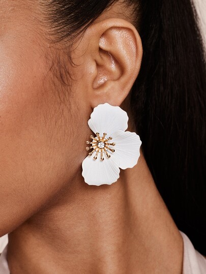 Valisandre 1 par de pendientes florales de metal lacado, de estilo minimalista, apropiados para uso casual diario