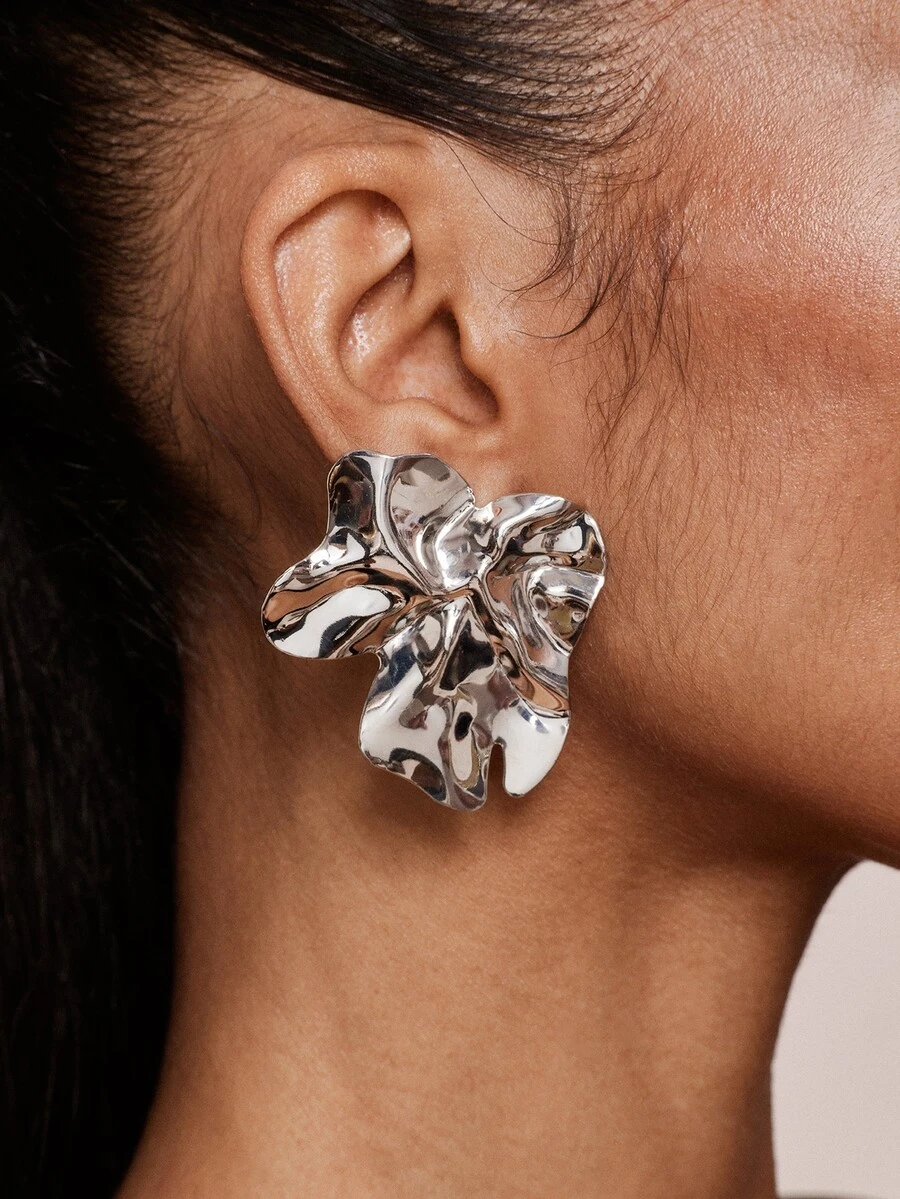 Valisandre 1pair Geometric Fashion Iron Plaquet Minimalist Luxury Casual Earrings - Silver - View 1